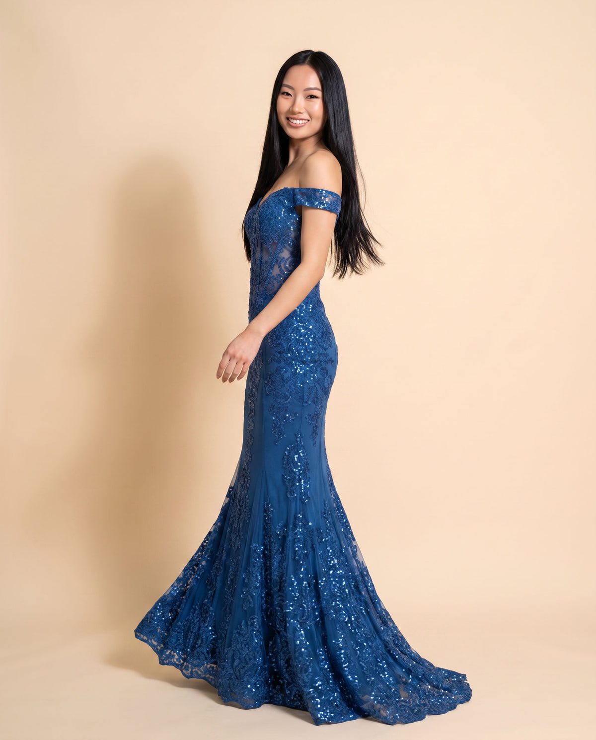 Robe Corset Coupe Sirène Bleu Pâle