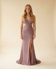 Robe Ajustée Brillante Mauve