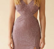 Robe Ajustée Brillante Mauve