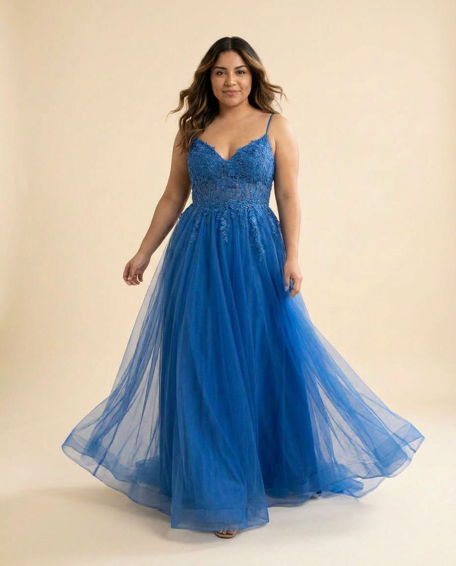 Robe En Tulle Et Broderie Bleu Pale