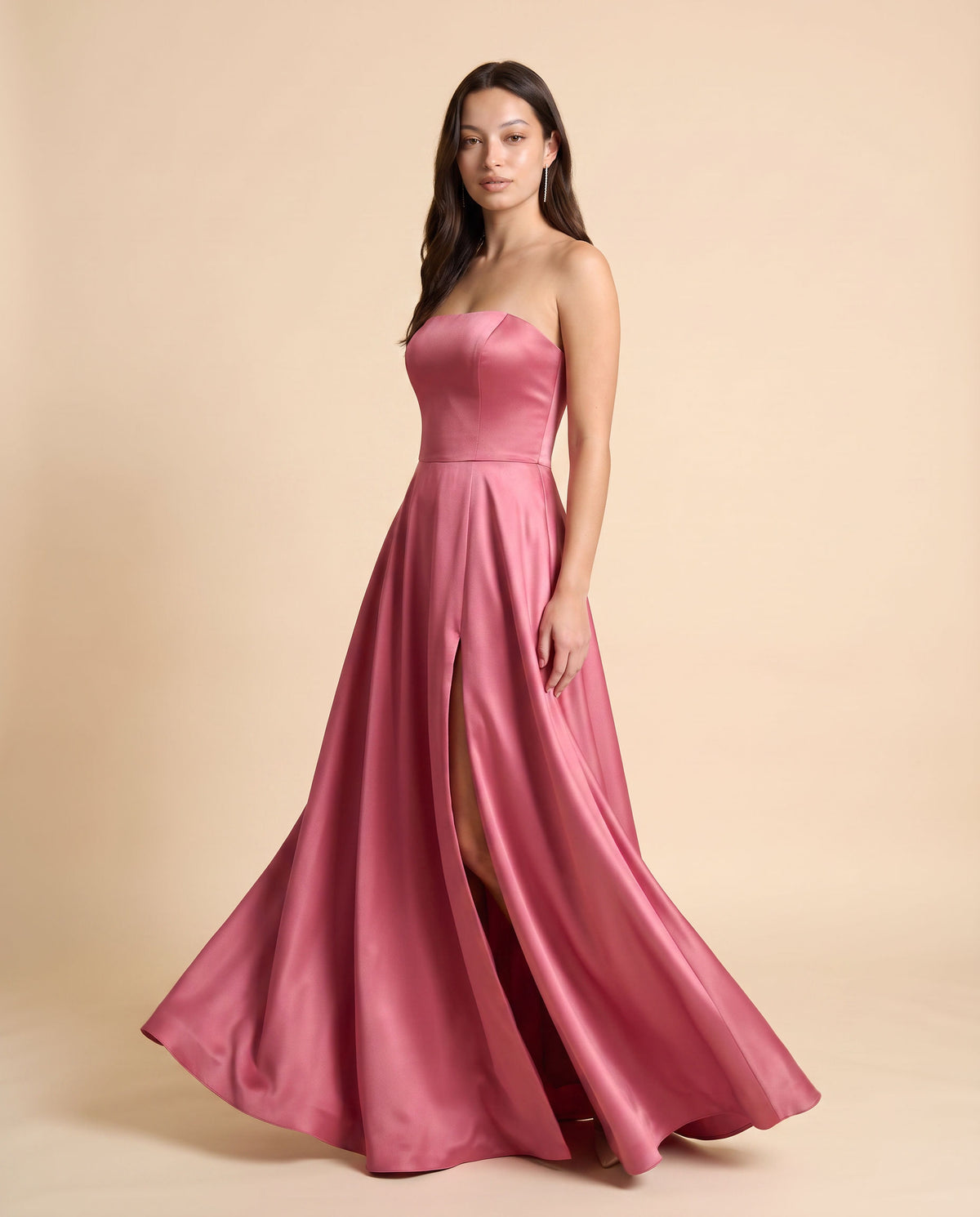 Robe Bustier En Satin Rose Flamboyant