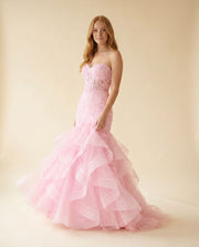 Robe Sirène Bustier Rose Pâle