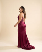 Robe Ajustée Dos Lacé Bourgogne