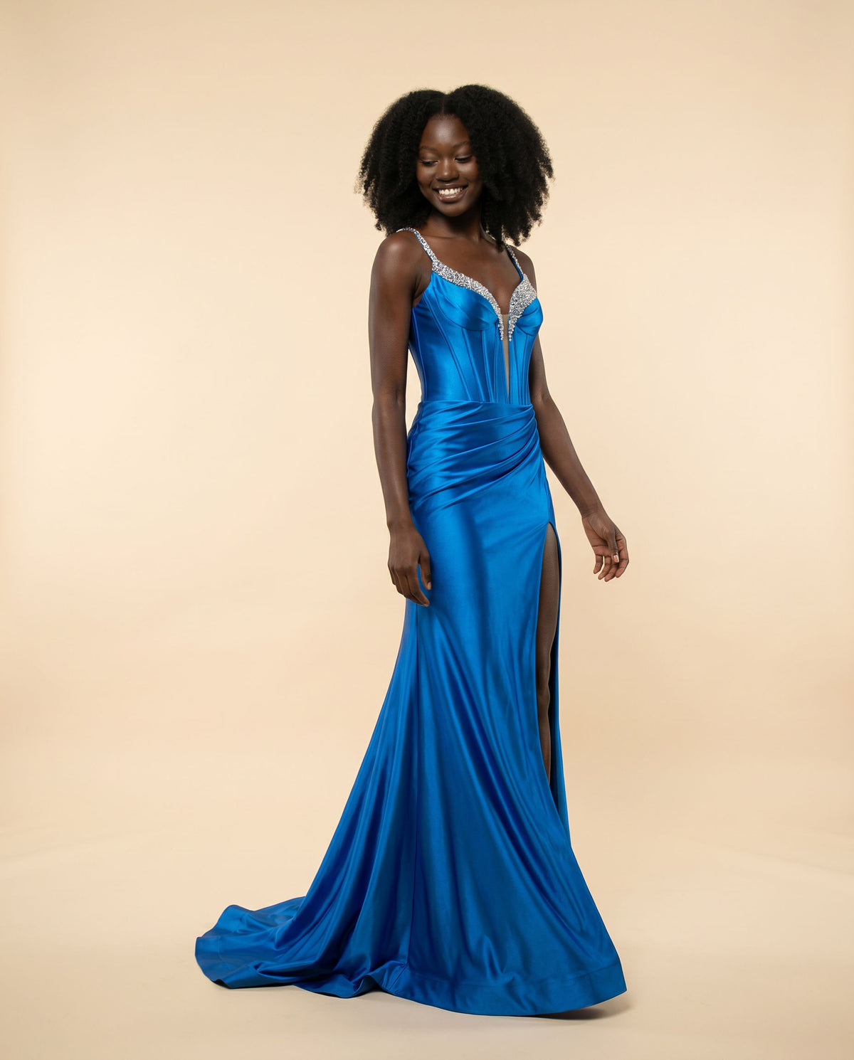 Robe Effet Satin Royal