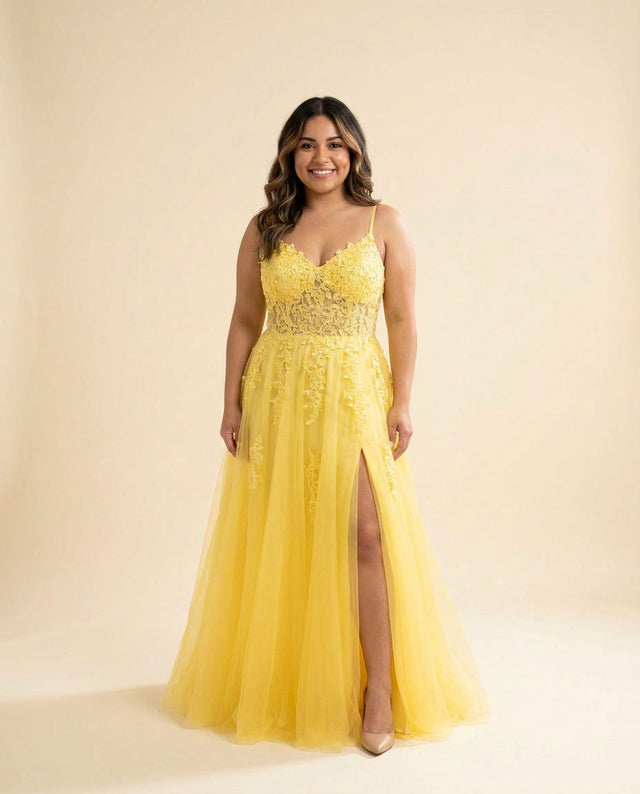 Robe Décolleté Jaune