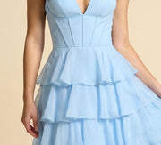 Robe À Volant Bleu Pâle