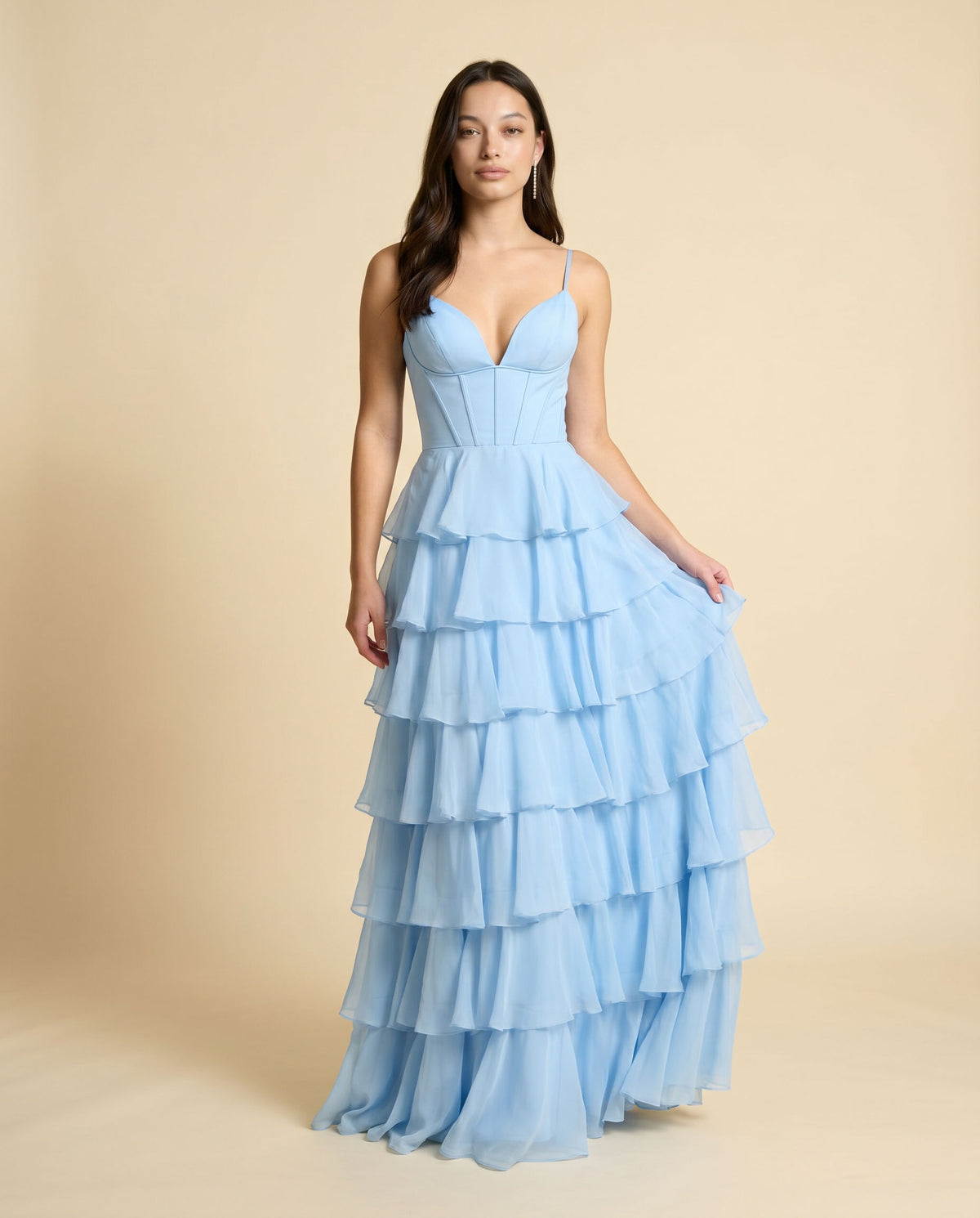 Robe À Volant Bleu Pâle