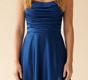 Robe Fluide En Satin Marine
