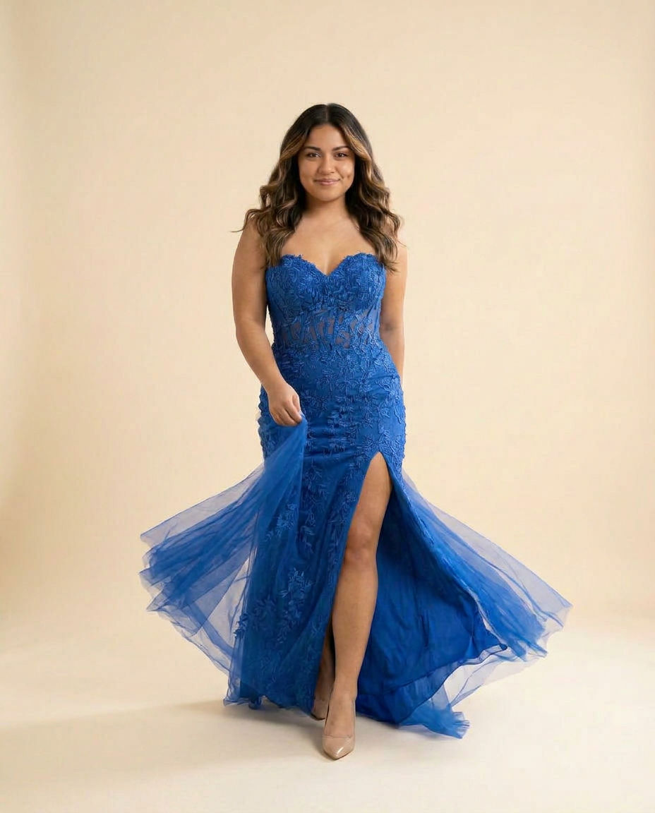Robe ajustée avec fente Periwinkle