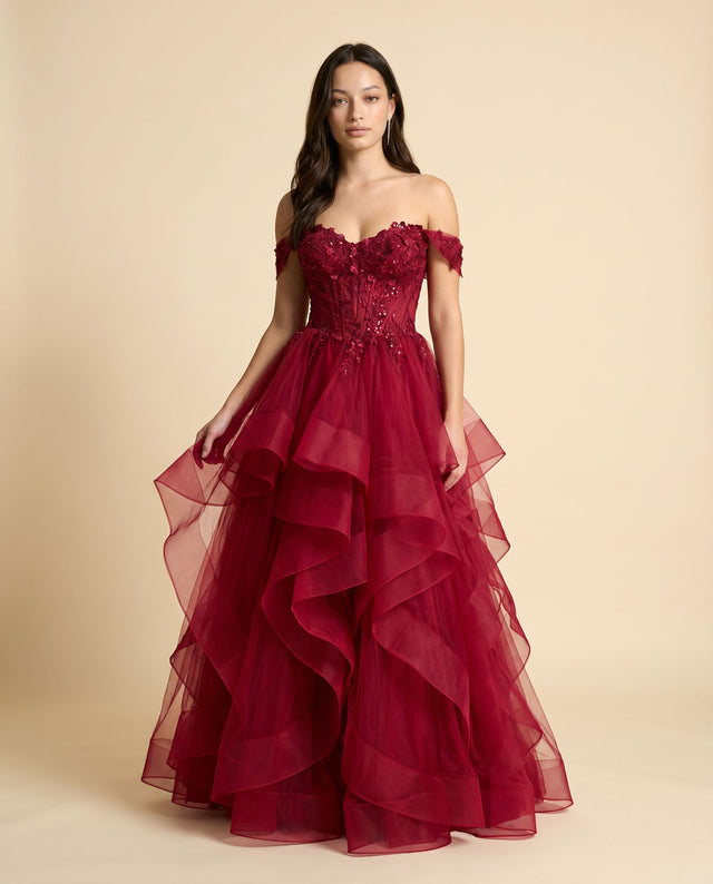 Robe Bustier À Volants Bourgogne