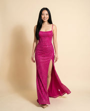 Robe Corset Scintillante Fuchsia