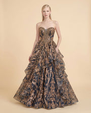 Navy Gold Ball Gown