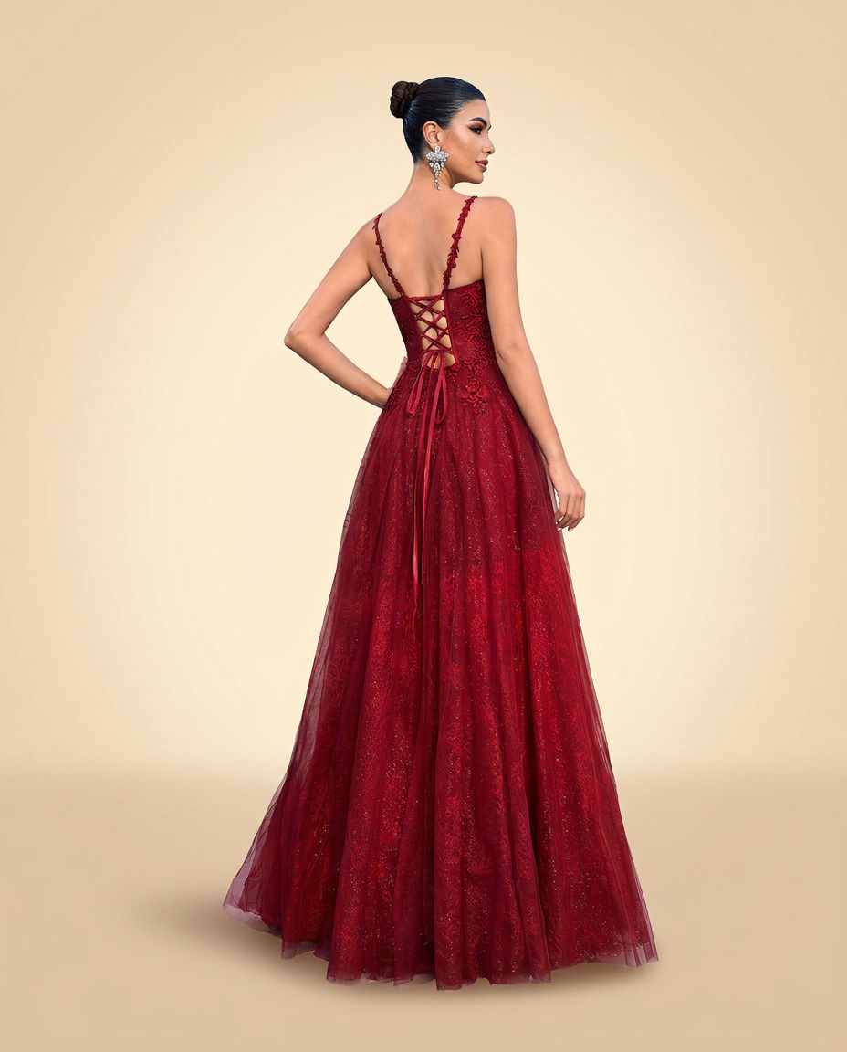 Lace Gown Burgundy