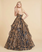 Navy Gold Ball Gown
