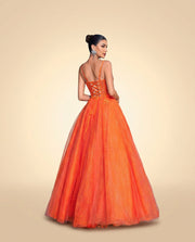 Floral Lace Gown Orange