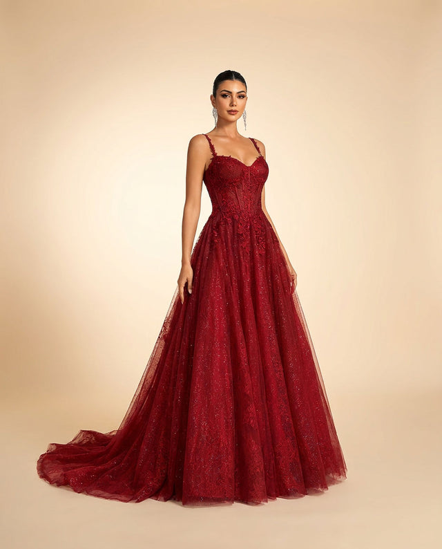 J29018 Robe Dentelle Bourgogne