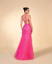Lace Gown Bright Pink