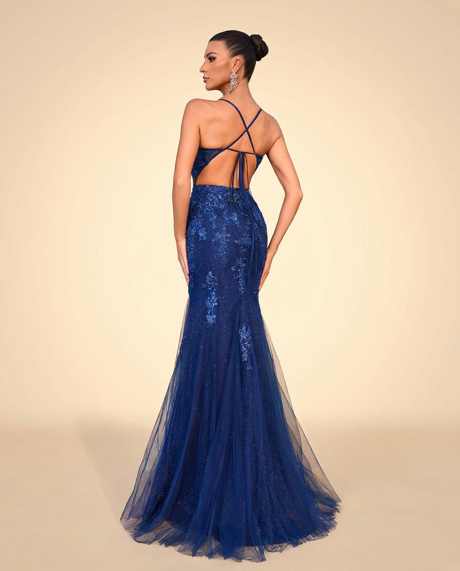 Lace Mermaid Gown Navy