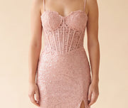 Robe Corset En Dentelle Blush