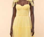 Robe En Tulle À Pois Jaune