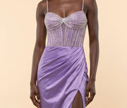 Robe Corset Brillant Mauve