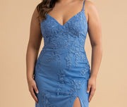 Robe Décolleté Avec Fente Bleu Pâle