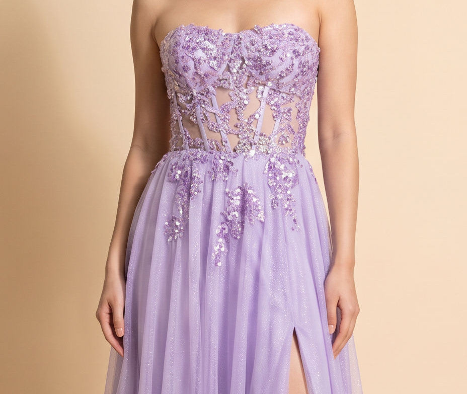 Robe Corset Bustier Avec Fente Lavande