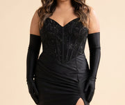 Robe À Corset Brillant Noire