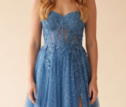 Robe En Paillettes Bleu ciel