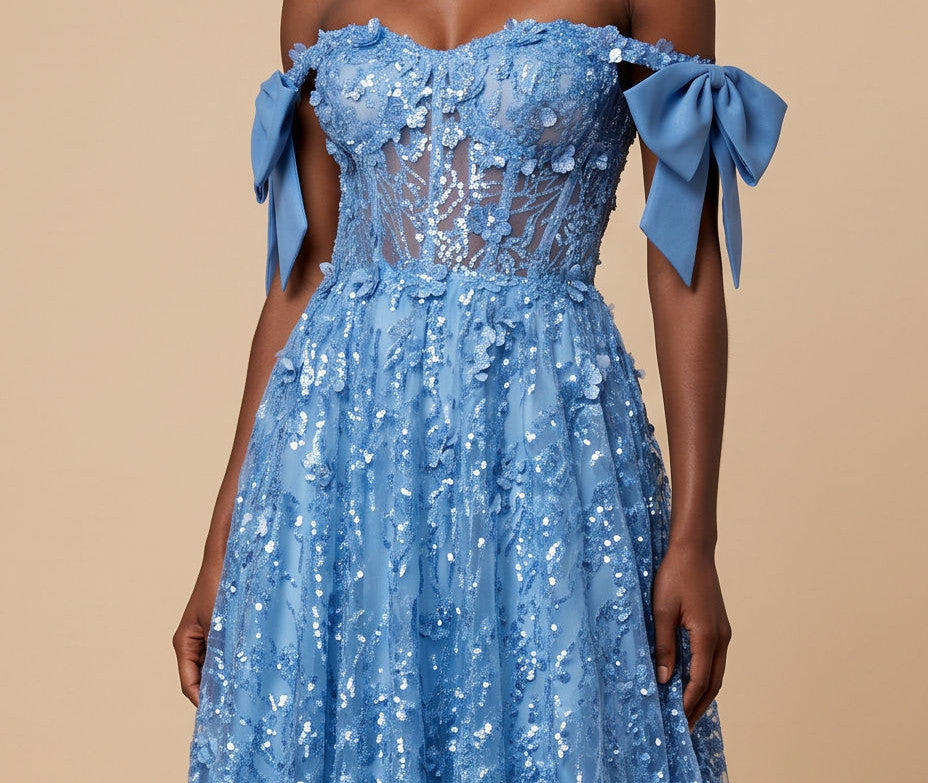 Robe A Corset Bleu Pale