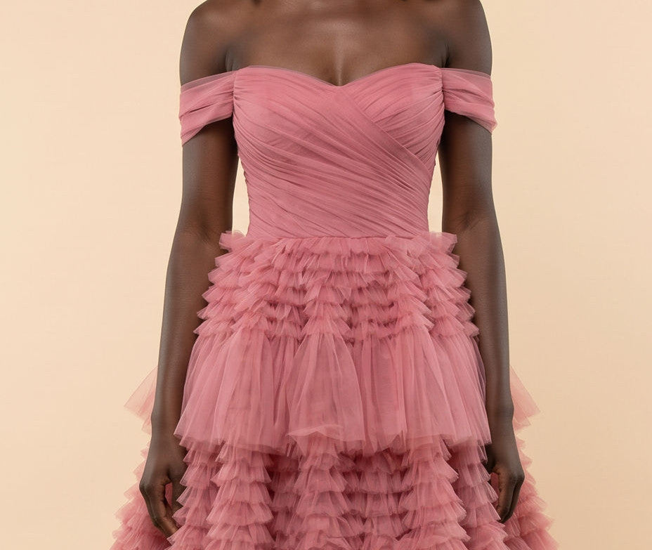 Misty Rose Avec Tulle À Étages- Médium