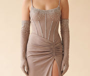 Robe Ajustée Corset Taupe