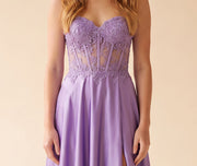 Robe À Corset En Satin Lilas