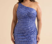 Robe Une Bretelle Brilante Periwinkle
