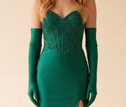 Robe À Corset Brillant Émeraude