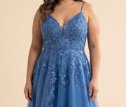 Robe Brodée Coupe En A Bleu Pâle