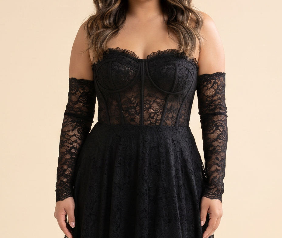 Robe Corset en Dentelle Noire