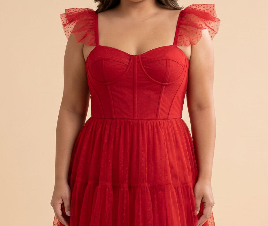 Robe En Tulle À Pois Rouge