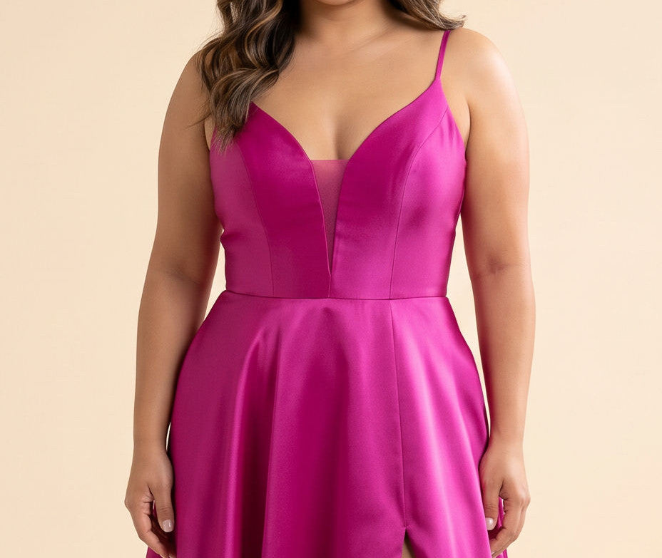 Robe Fluide Avec Fente Magenta