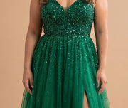 Robe Fluide Avec Brillants Verte