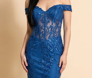 Robe Corset Coupe Sirène Bleu Pâle