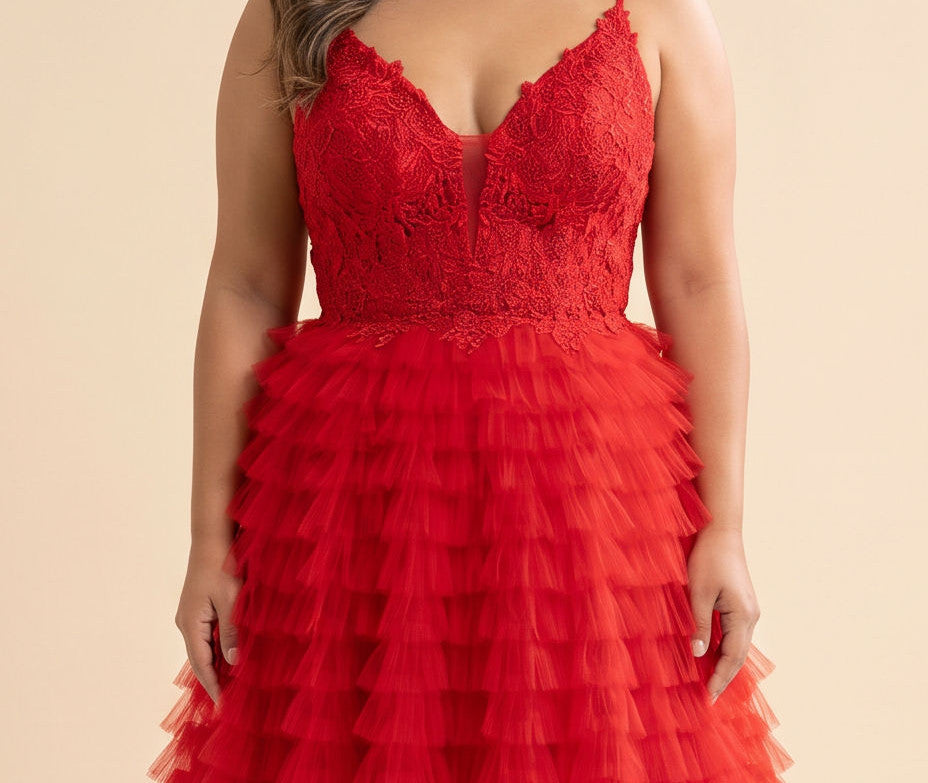 Robe À Volant Rouge