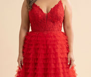 Robe À Volant Rouge