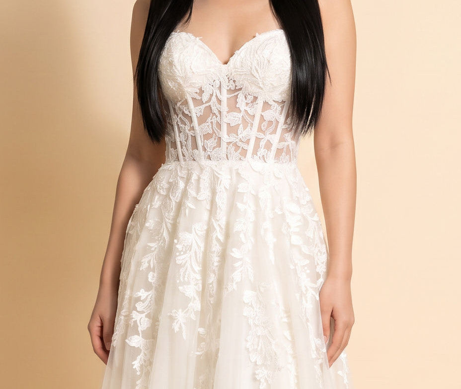 Robe Corset Avec Broderies Ivoire