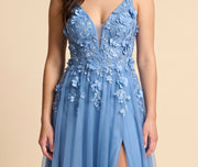 Robe Bleu Poudre Fleurie