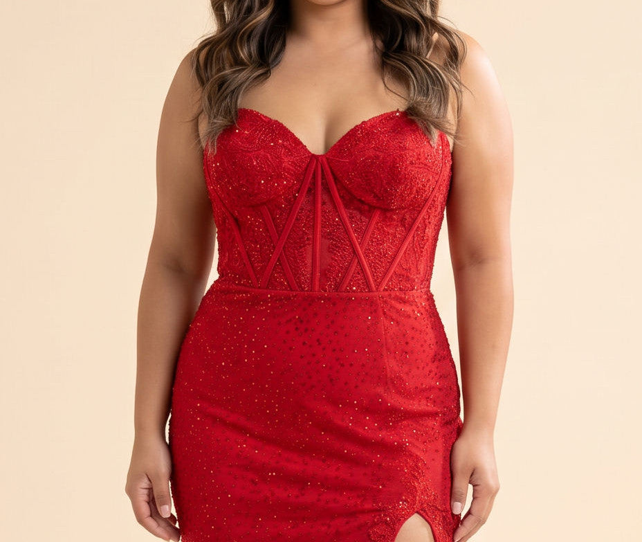 Robe Corset Avec Fente Rouge