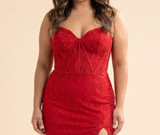 Robe Corset Avec Fente Rouge