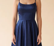 Robe Brillante Bustier Avec Fente Marine