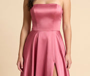 Robe Bustier En Satin Rose Flamboyant