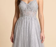 Robe Avec Corsage Brodé Argent
